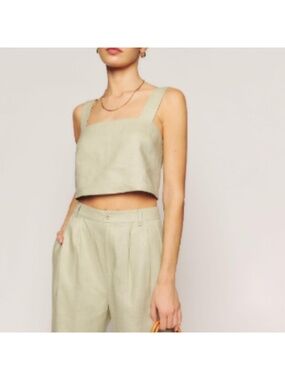 REFORMATION‎ Olivia Linen Crop Top